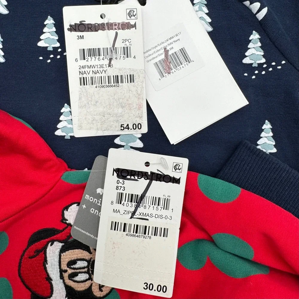 NEW Miles the Label Monica Andy Baby 3M Holiday Outfit Set 2 Piece Bundle Mickey
